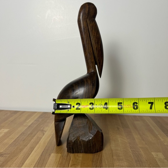 Mid Century Modern Hand Carved Wood Pelican Bird Figurine 11 Inch Height - Picture 6 of 6